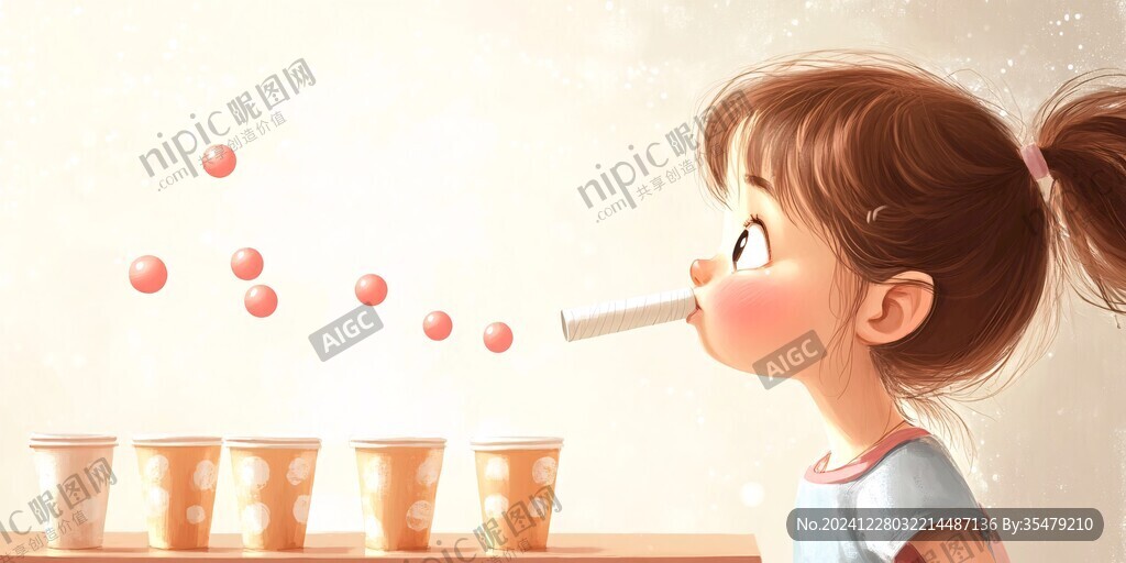 吹泡泡插画