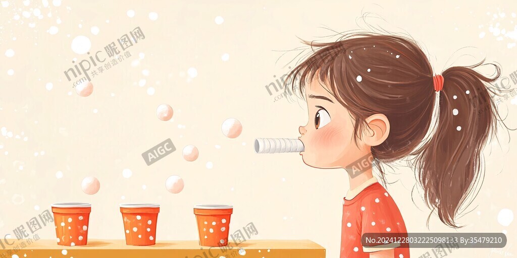 吹泡泡插画