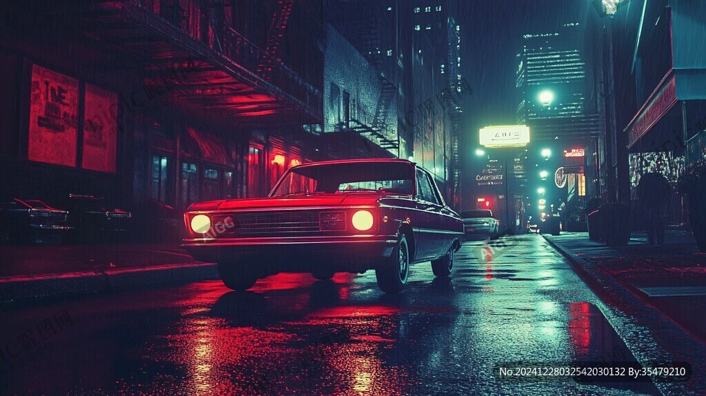 街道夜景的出租车