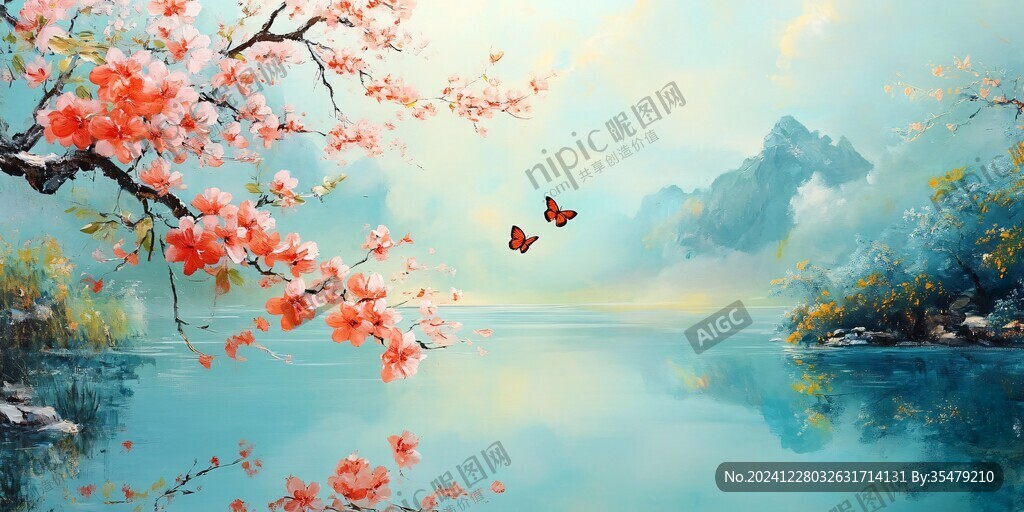 唯美花鸟风景画