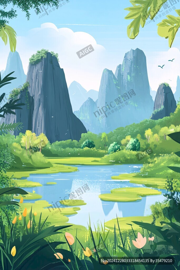 风景区插画