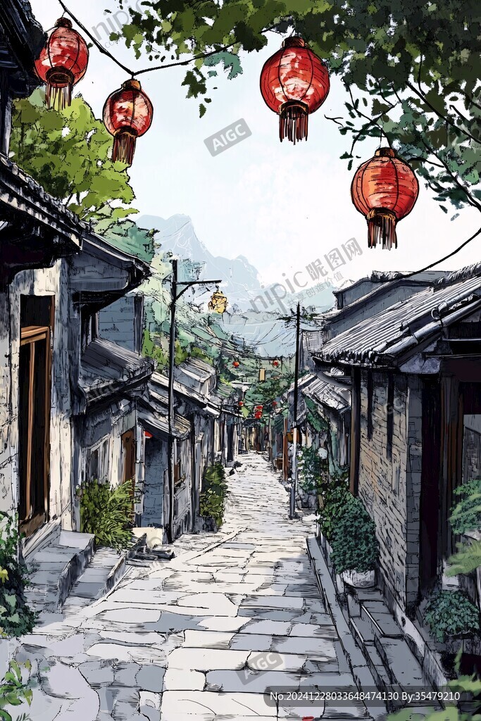 古街插画