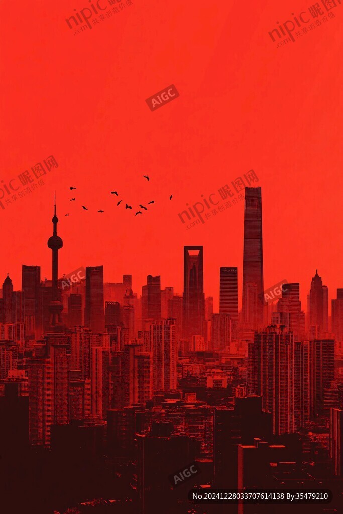 北上广深剪影轮廓背景