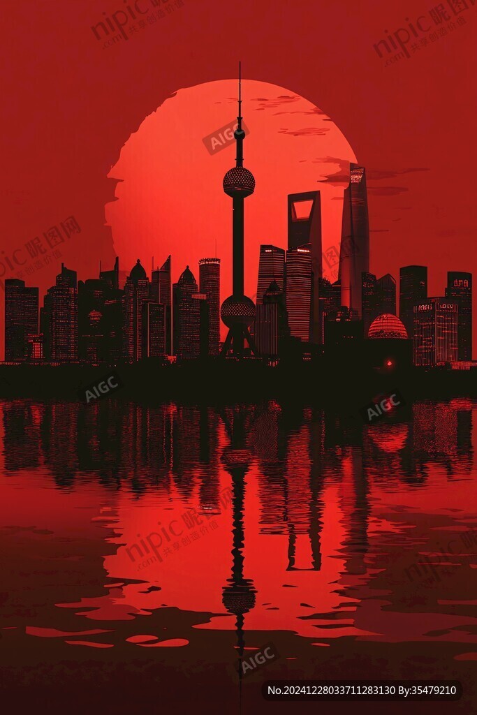 红日倒影