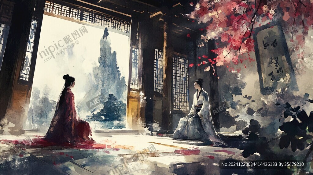 唯美古风场景插画