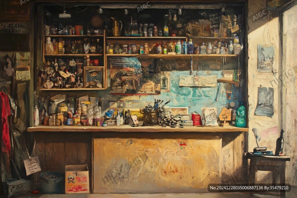 怀旧杂货铺壁画