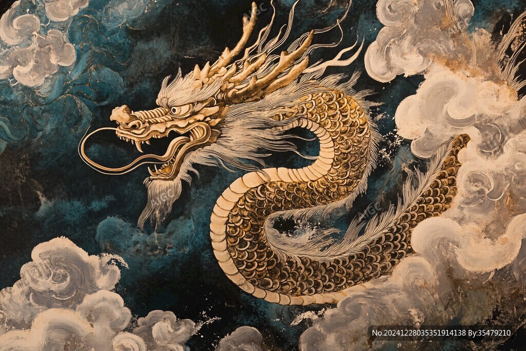 龙年烫金插画