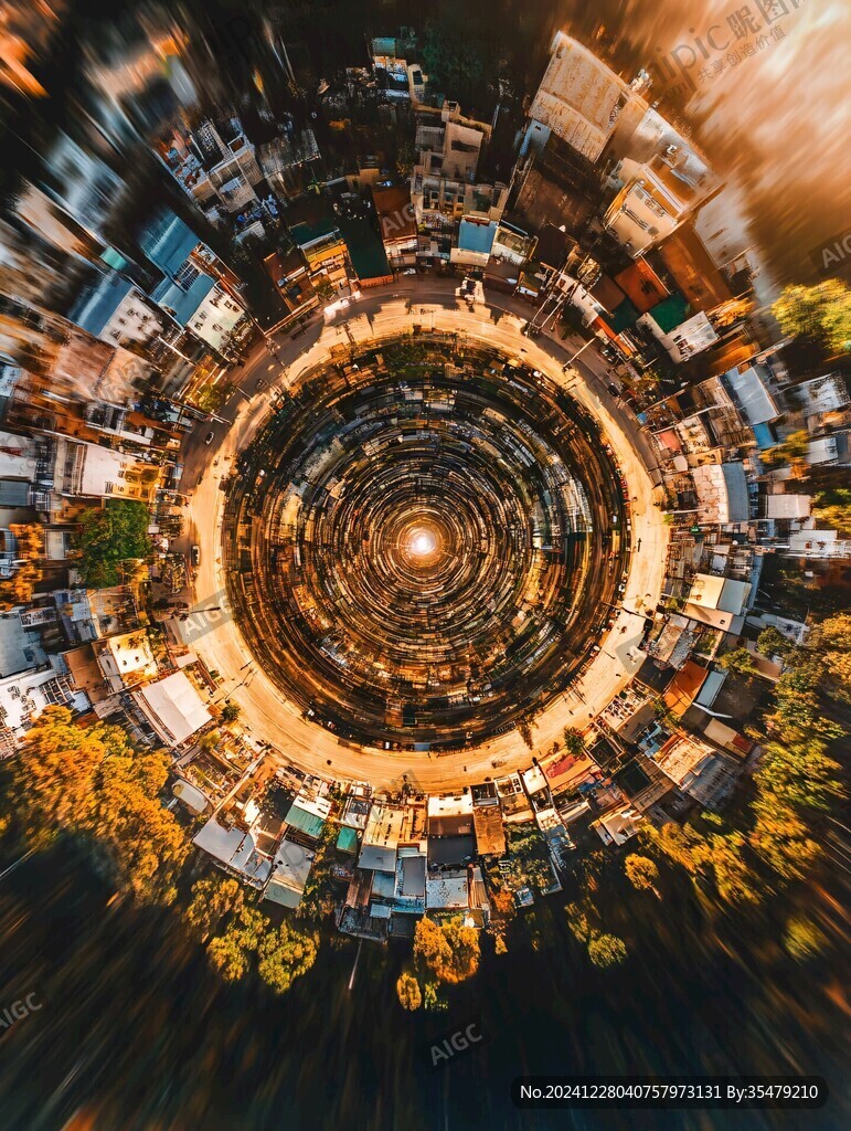 鱼眼城市绿地