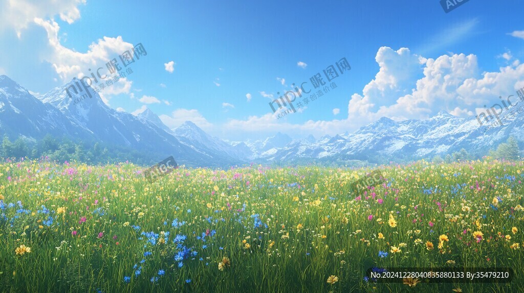 唯美梦幻花田场景