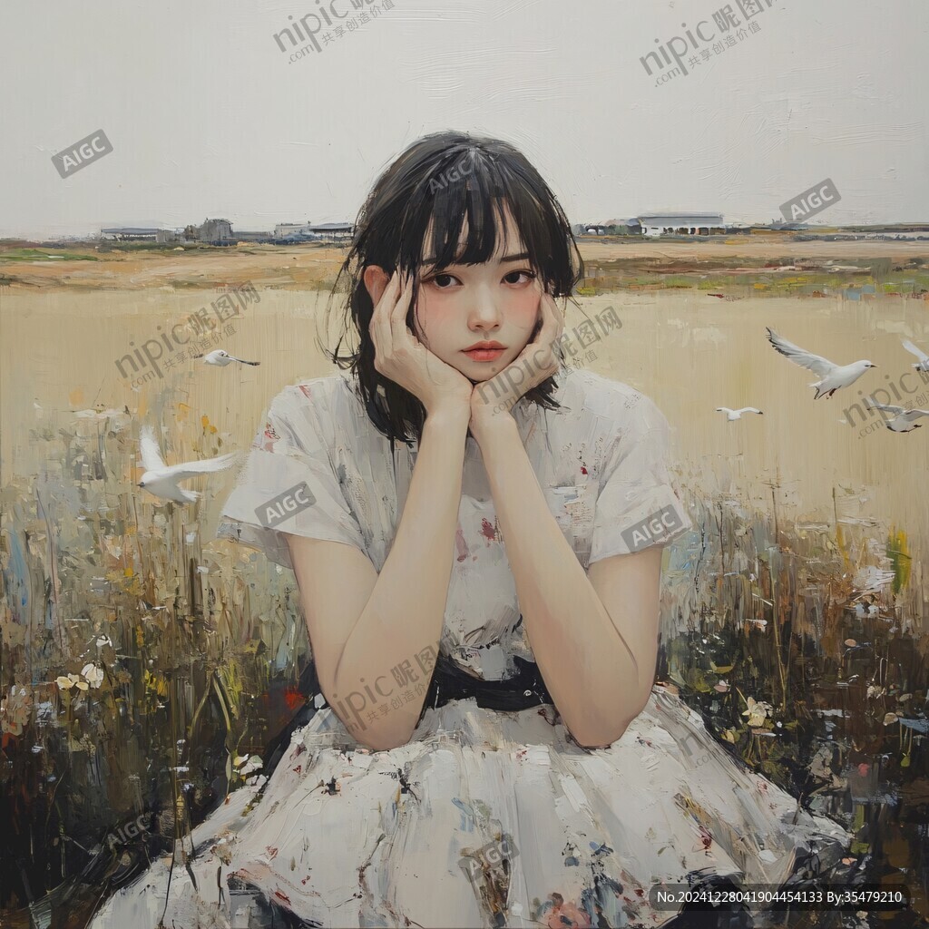 油画少女