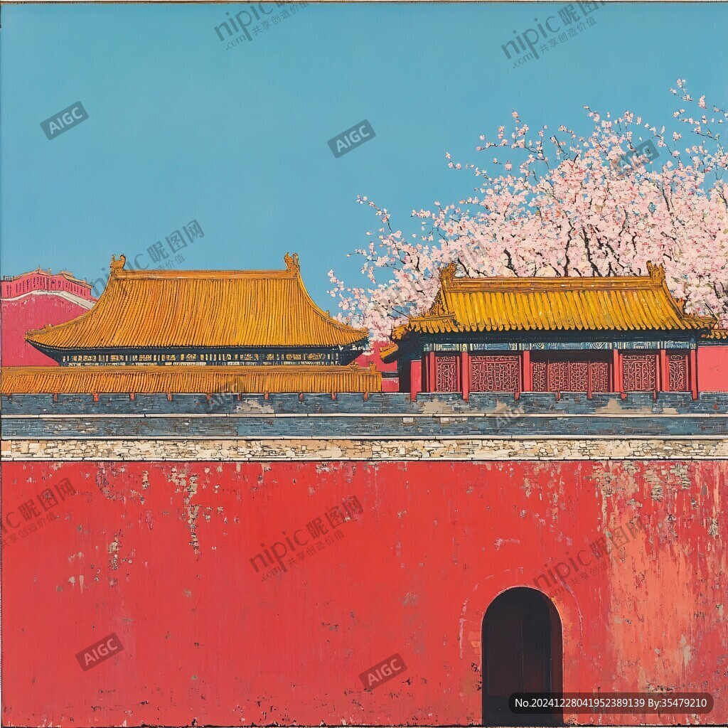 红墙春色