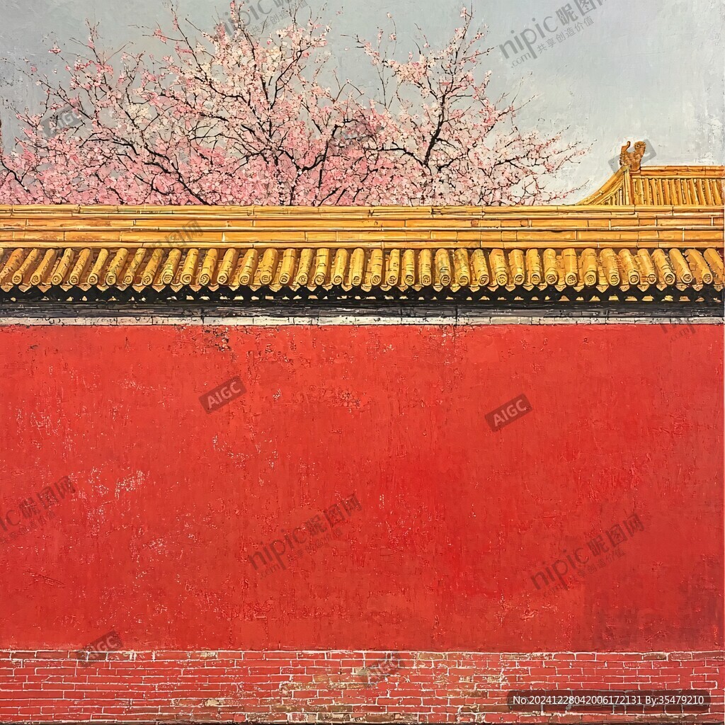 手绘故宫红墙