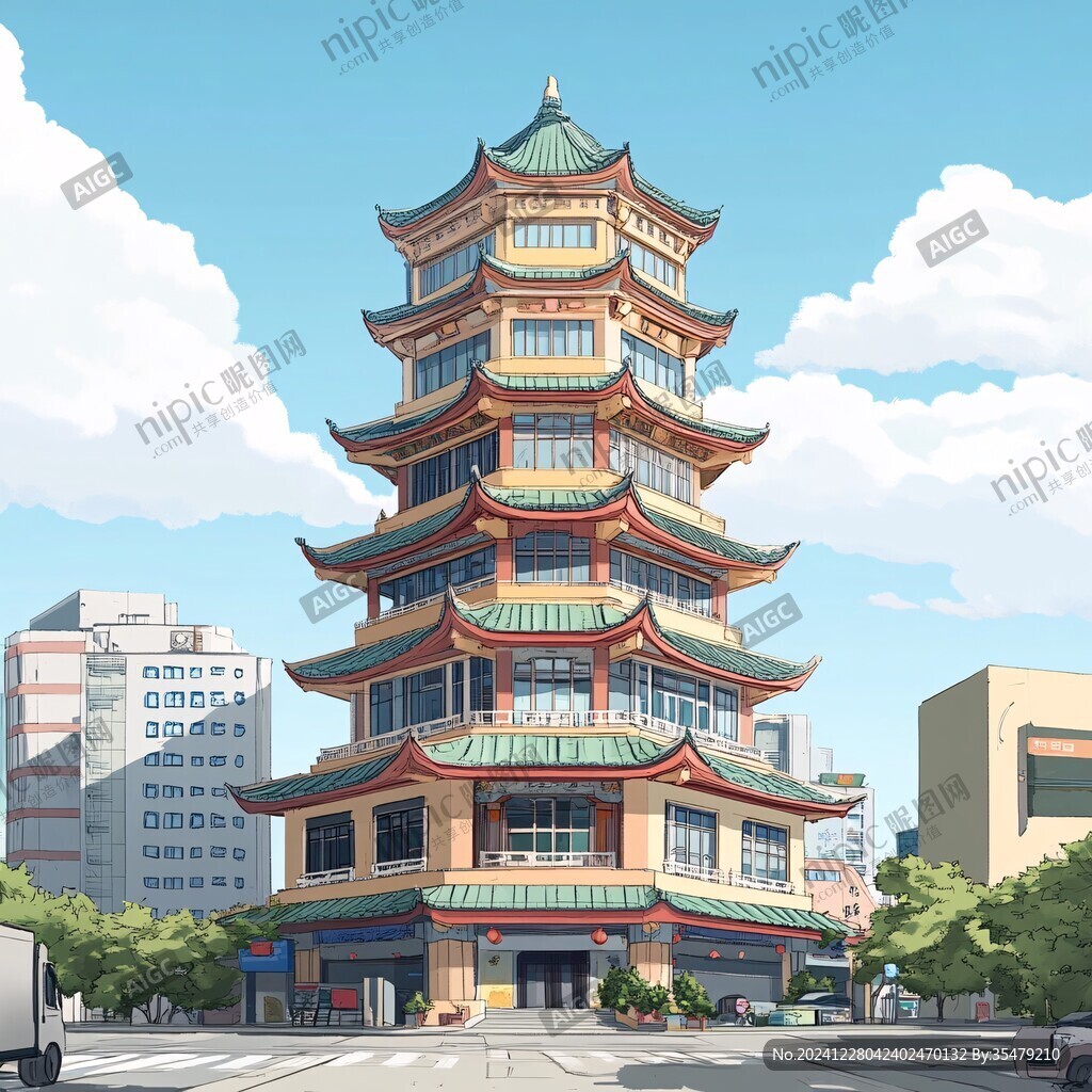 广西建筑插画