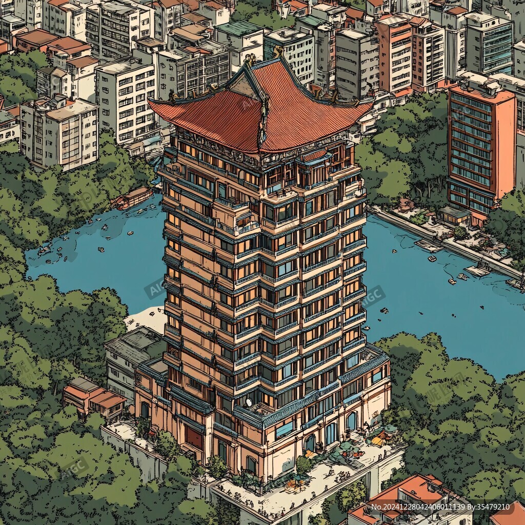 广西建筑插画