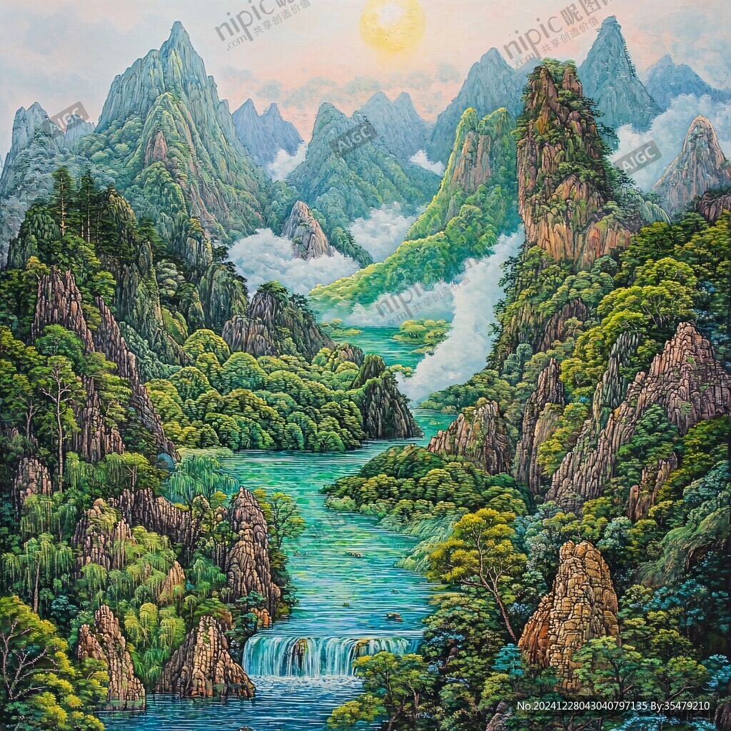 锦绣山河油画