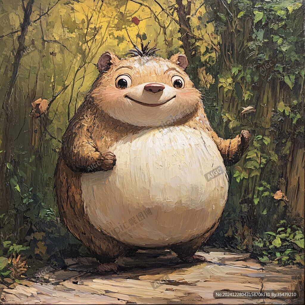 软萌松鼠手绘装饰画