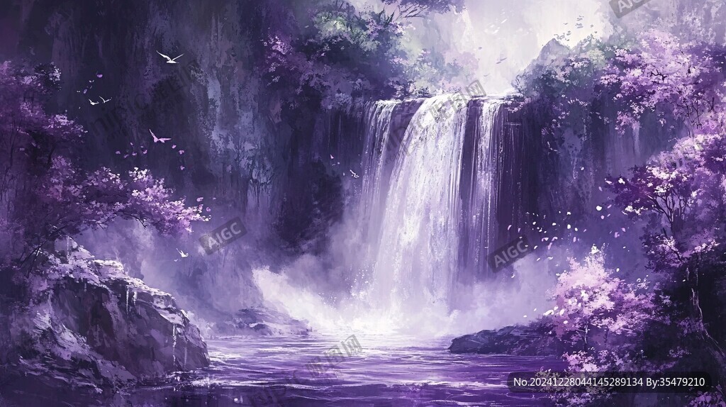 手绘紫色梦幻场景