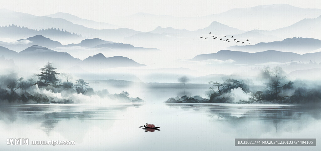 意境山水画水墨山水画 