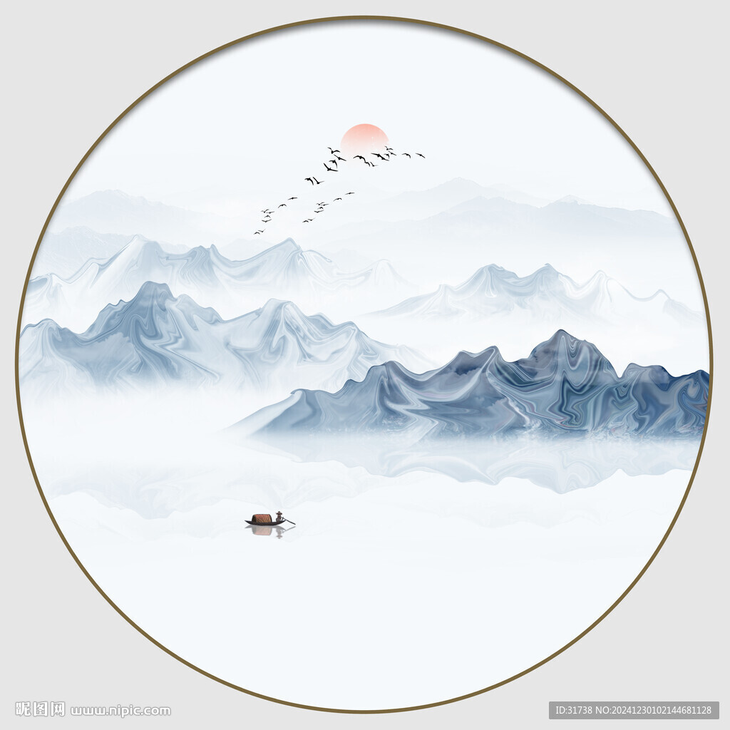 圆形山水画