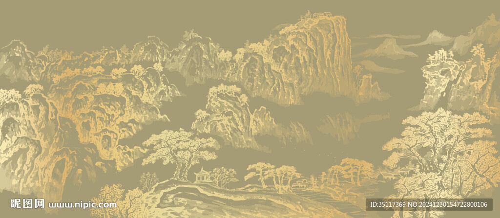 新中式壁纸壁画装饰画