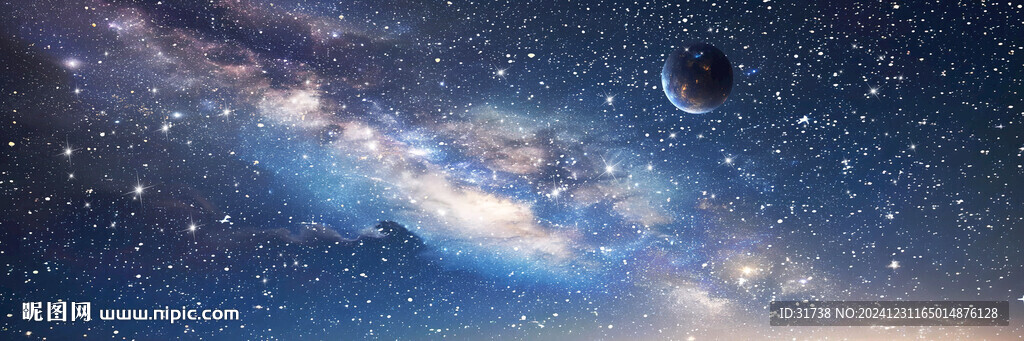 巨幅蓝色星空天花软膜背景