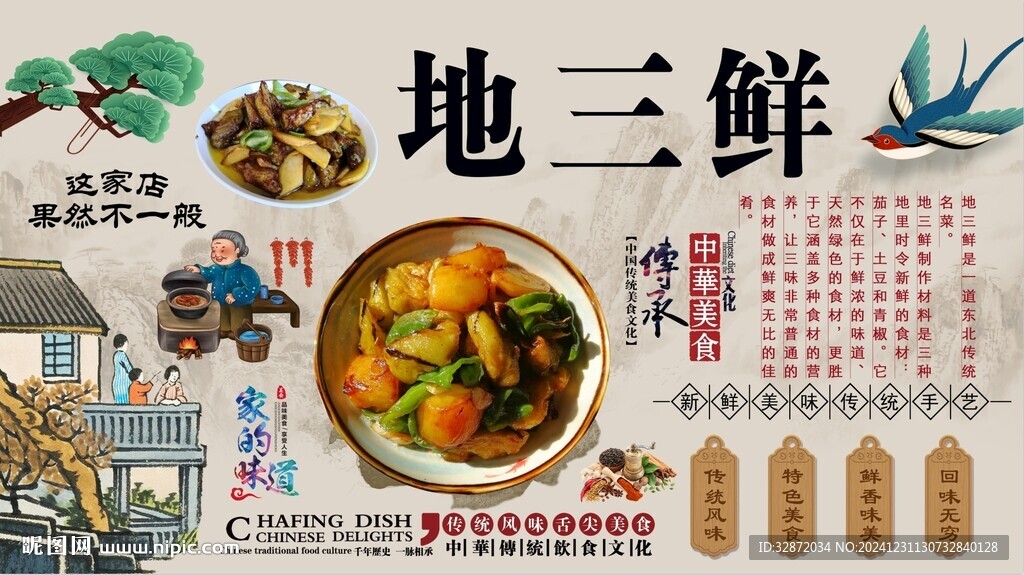 地三鲜背景墙