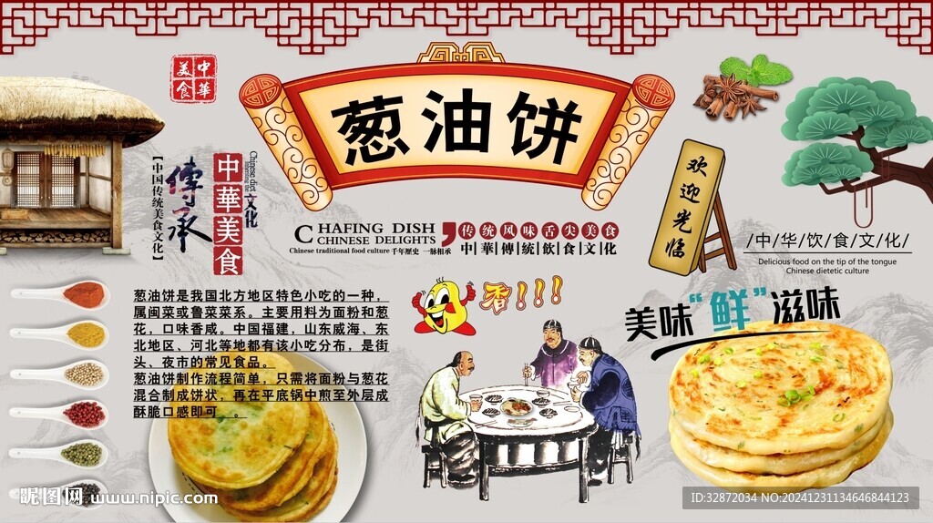葱油饼背景墙