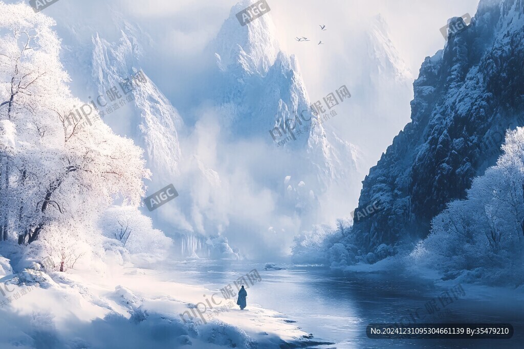 蓝色梦幻山水风情