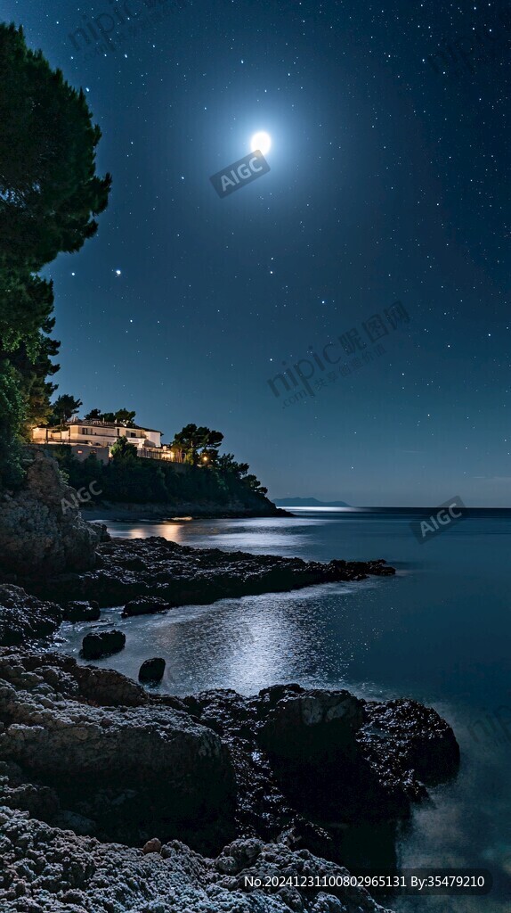 大海大地月光自然