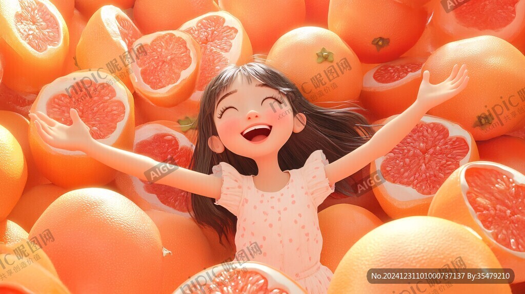 水蜜桃女孩包装插画