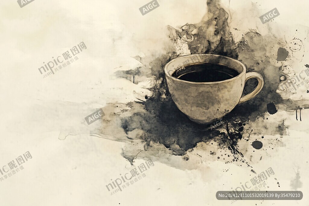 水彩咖啡杯
