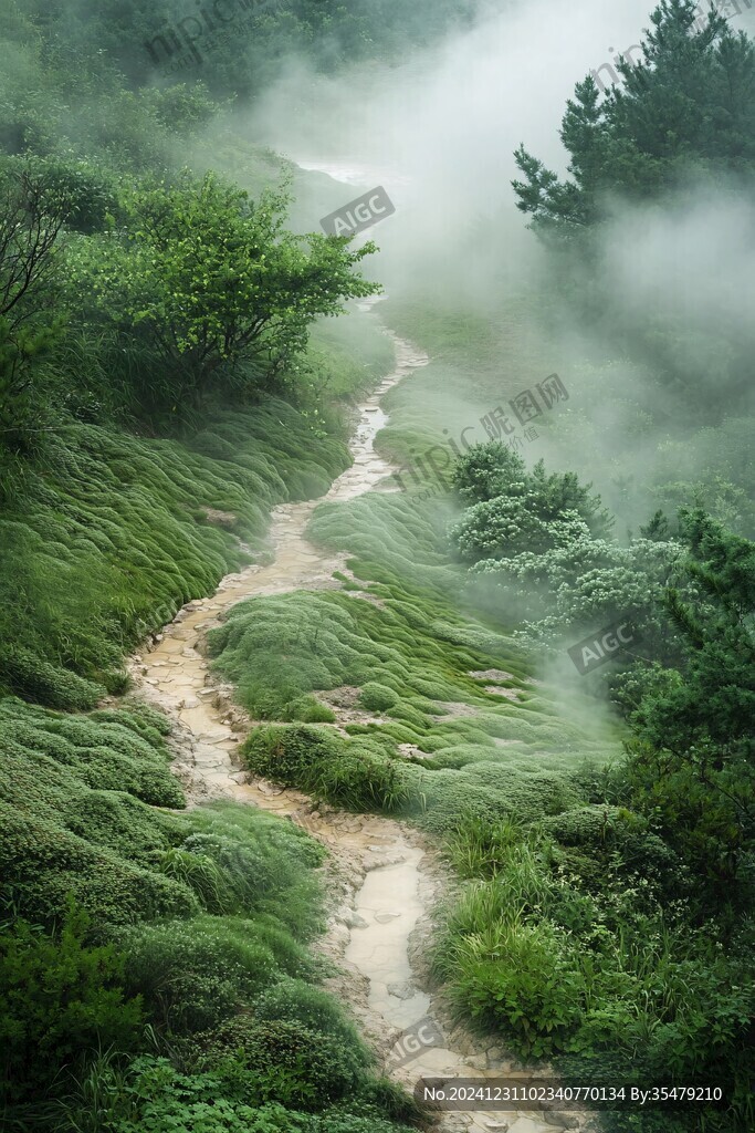 雨雾山路图片素材下载