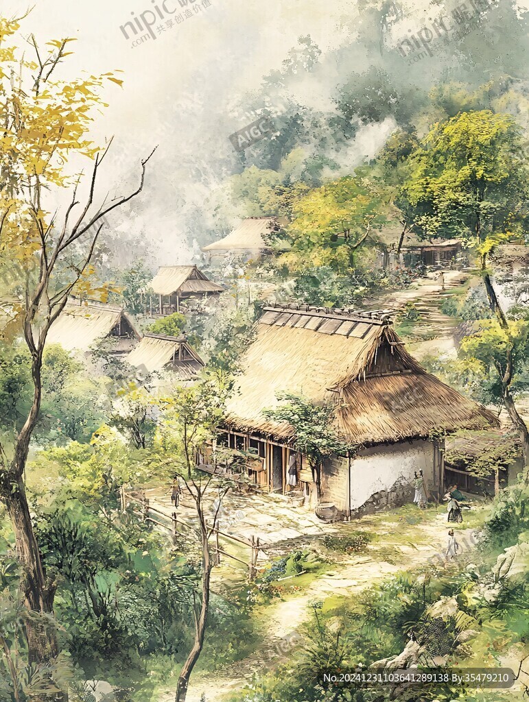 唯美古风场景插画
