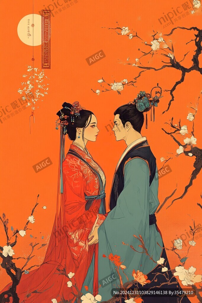 古装情侣插画