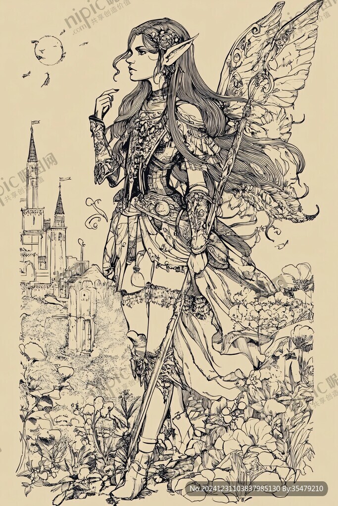 精灵女孩手绘
