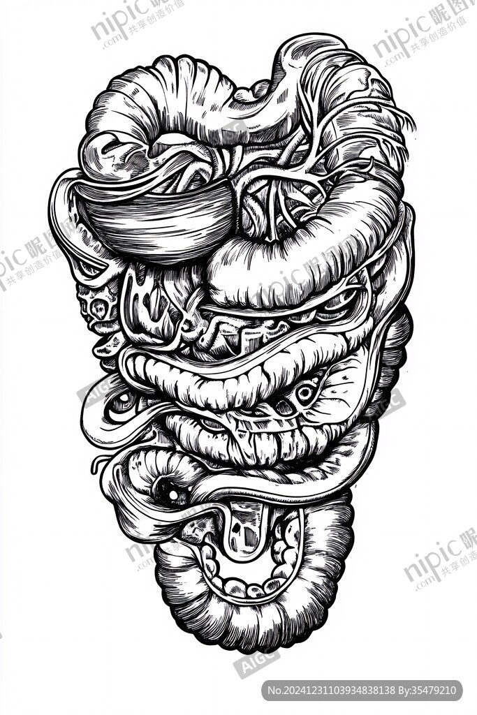 腰果版画风格插画