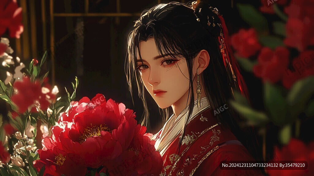 红衣少女设计古风