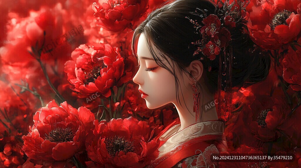 红衣少女设计古风