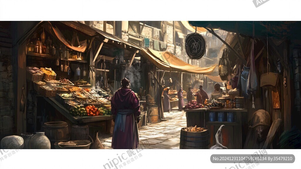 古代美食街景