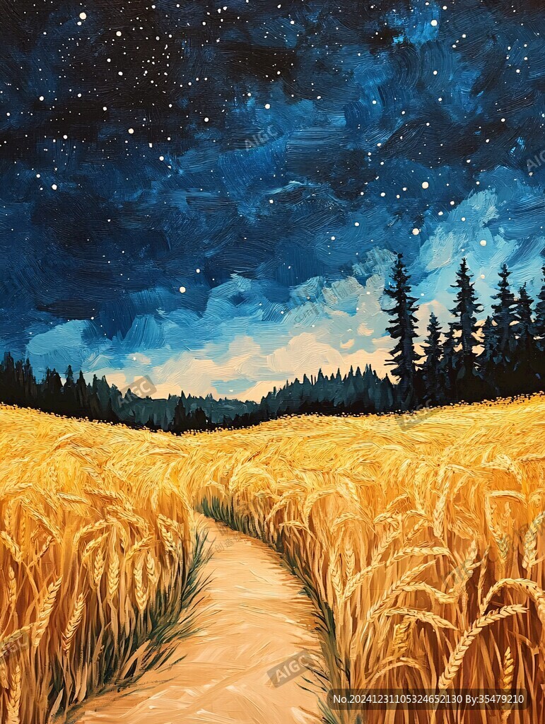 小麦田插画