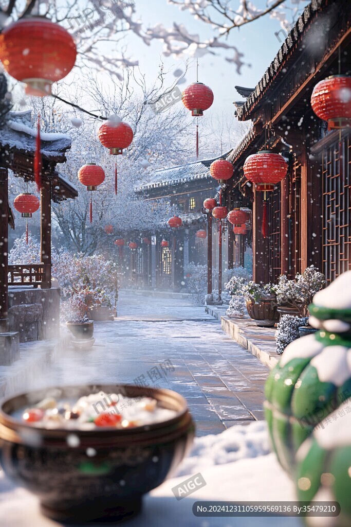 雪中庭院