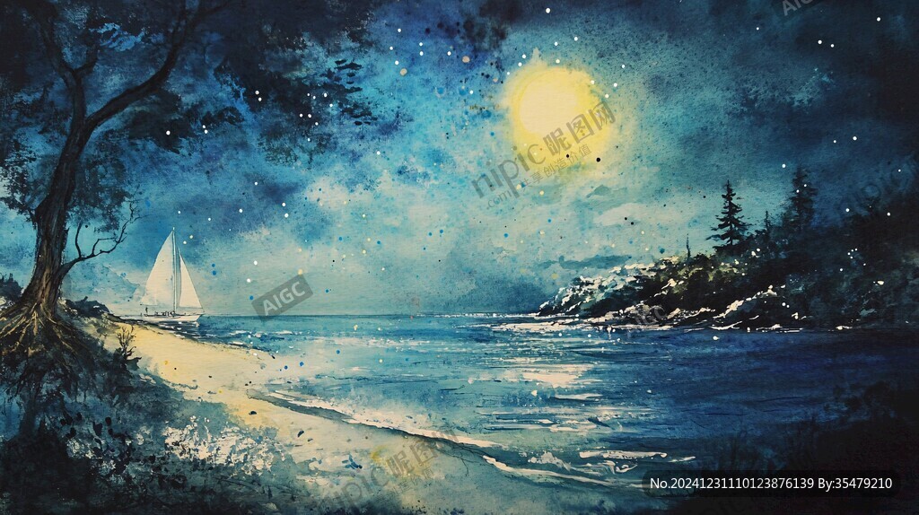月夜油画