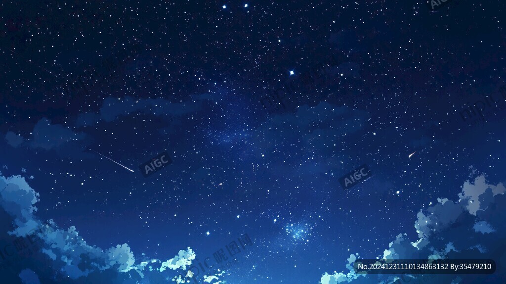 夜晚云彩星星