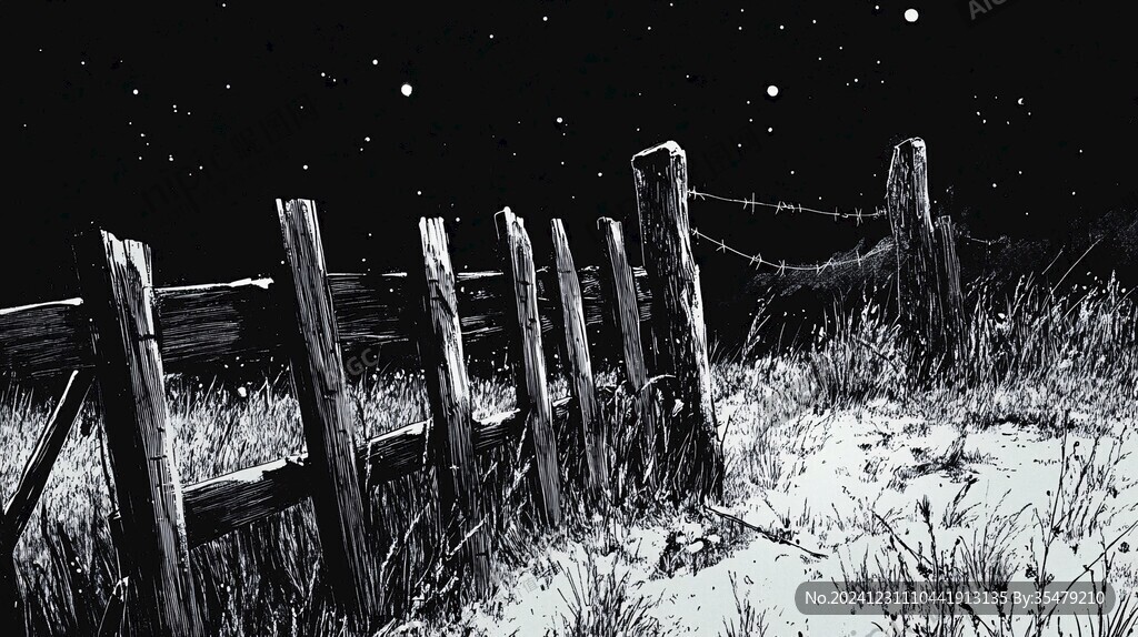 手绘雪夜风景无框画