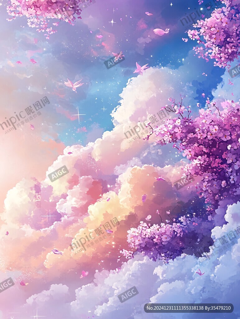 浪漫动漫洁白云朵