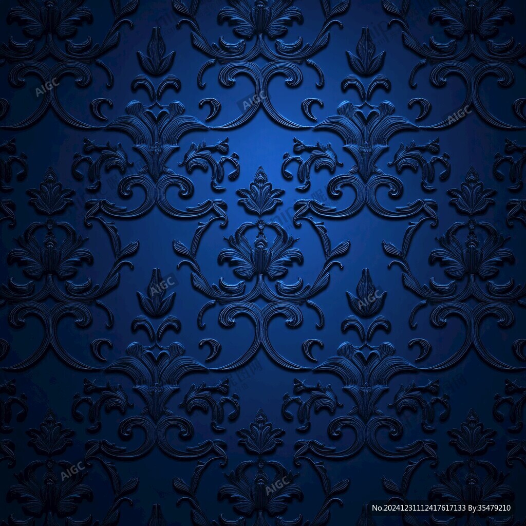 深蓝色浪漫深邃花纹