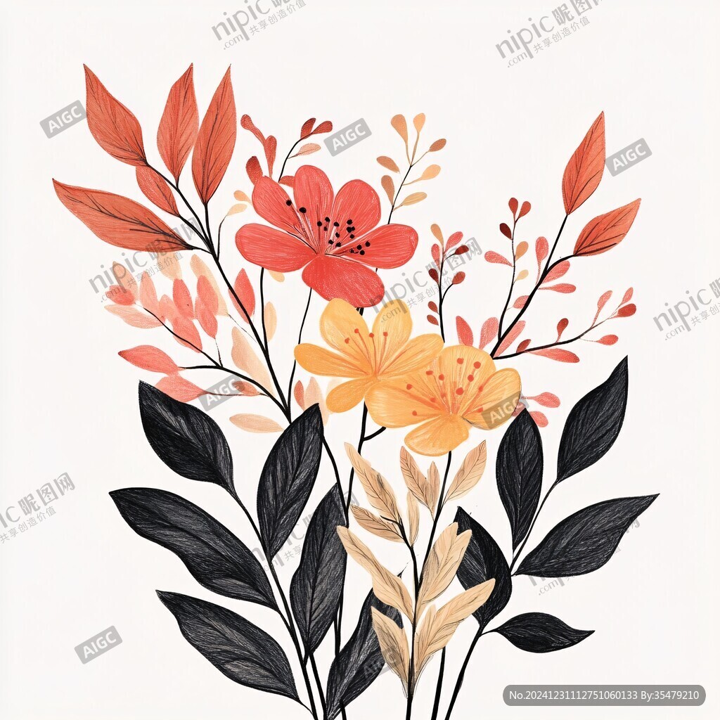扁平化手绘花朵