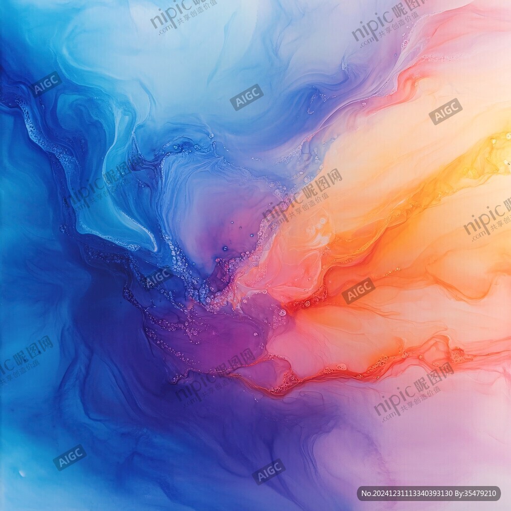 渐变抽象流体装饰画