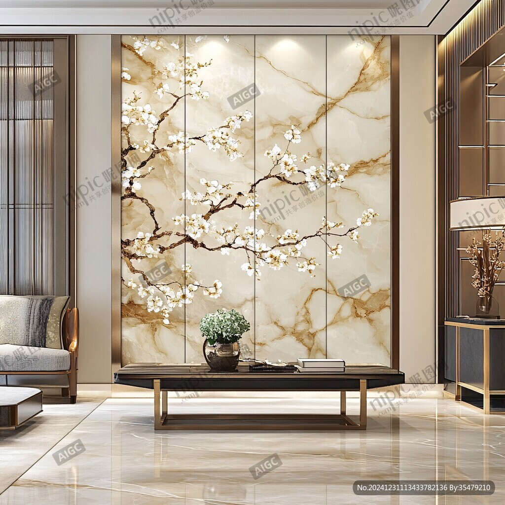 金色大理石瓷砖背景墙