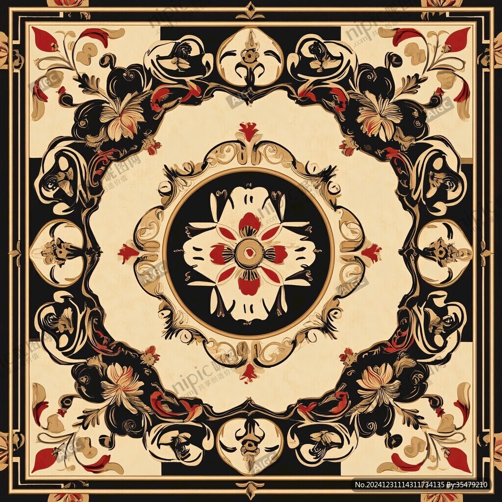 原创欧式花纹方巾图案